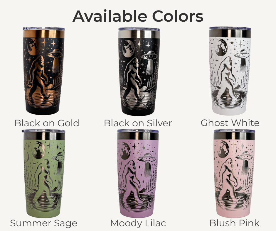 Bigfoot UFO Engraved Stainless Steel Tumbler – 20oz Insulated Travel Mug