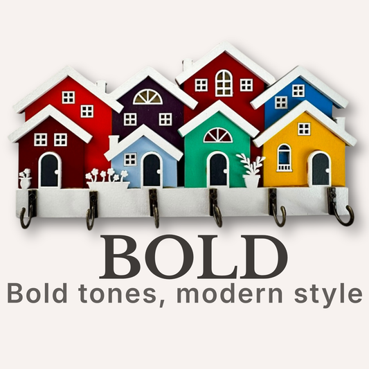 Bold Rowhouse Key Holder – Modern Colorful Wall Organizer