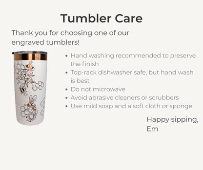 Bee & Honeycomb Engraved Stainless Steel Tumbler – 20oz Insulated Travel Mug