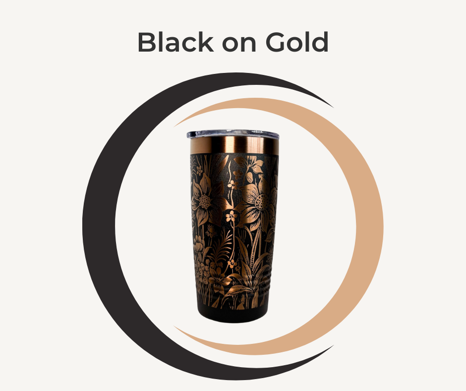 Botanical Engraved Stainless Steel Tumbler – 20oz Insulated Travel Mug with Floral Design