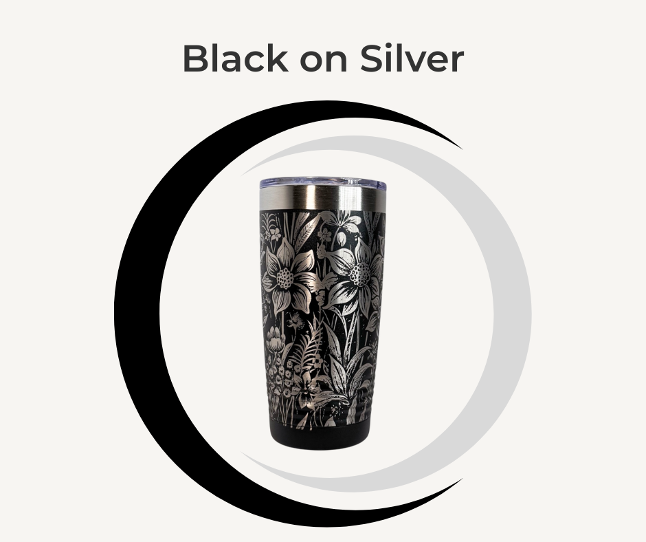 Botanical Engraved Stainless Steel Tumbler – 20oz Insulated Travel Mug with Floral Design