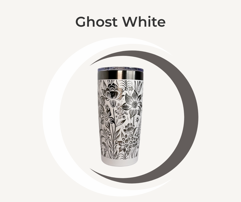 Botanical Engraved Stainless Steel Tumbler – 20oz Insulated Travel Mug with Floral Design
