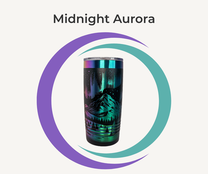 Northern Lights Engraved Stainless Steel Tumbler – 20oz Insulated Aurora Borealis Travel Mug