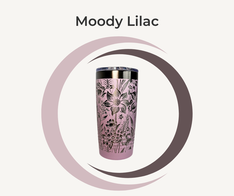 Botanical Engraved Stainless Steel Tumbler – 20oz Insulated Travel Mug with Floral Design