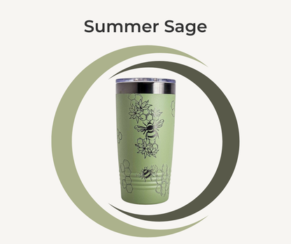 Bee & Honeycomb Engraved Stainless Steel Tumbler – 20oz Insulated Travel Mug