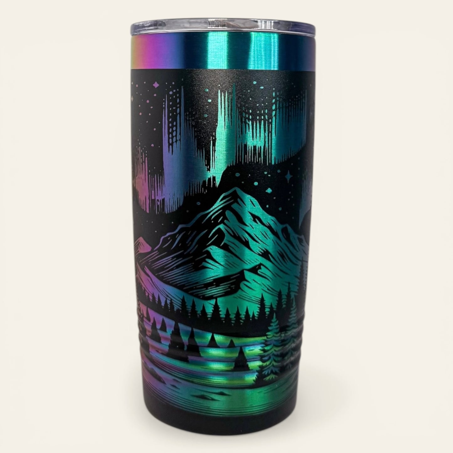 Northern Lights Engraved Stainless Steel Tumbler – 20oz Insulated Aurora Borealis Travel Mug