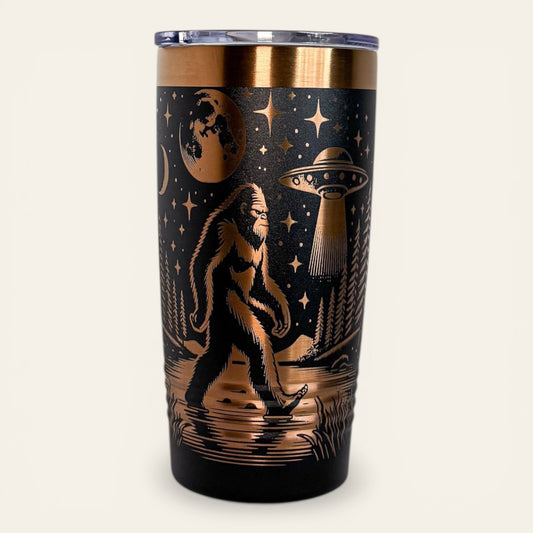 Bigfoot UFO Engraved Stainless Steel Tumbler – 20oz Insulated Travel Mug