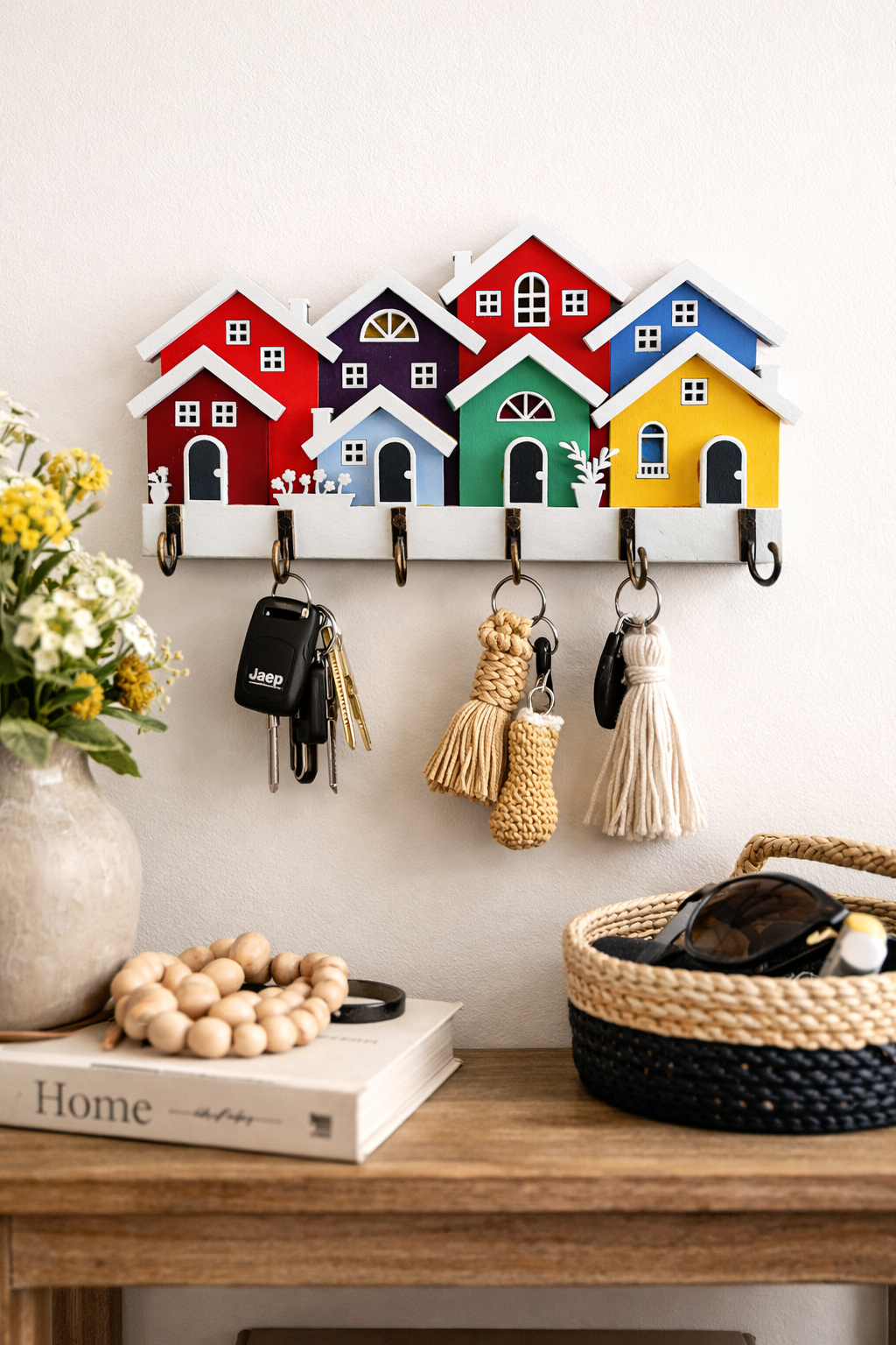 Bold Rowhouse Key Holder – Modern Colorful Wall Organizer